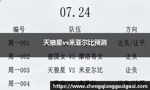 天狼星vs米亚尔比预测