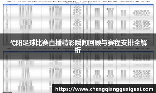 弋阳足球比赛直播精彩瞬间回顾与赛程安排全解析