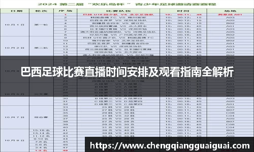 巴西足球比赛直播时间安排及观看指南全解析