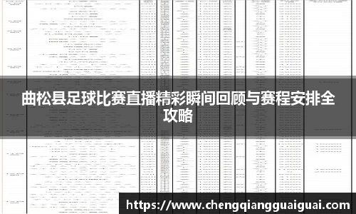 曲松县足球比赛直播精彩瞬间回顾与赛程安排全攻略