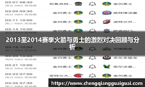 2013至2014赛季火箭与勇士的激烈对决回顾与分析