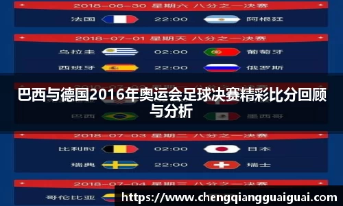 巴西与德国2016年奥运会足球决赛精彩比分回顾与分析